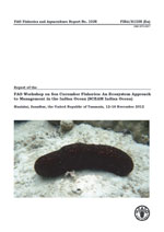 Report on the FAO Workshop on Sea Cucumber Fisheries: An Ecosystem Approach to Management in the Indian Ocean (SCEAM Indian Ocean), Mazizini, Zanzibar, the United Republic of Tanzania, 12&ndash;16 November 2012.